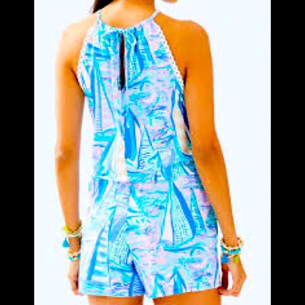 EUC Lilly Pulitzer Gianni Romper- Aboat Time print.